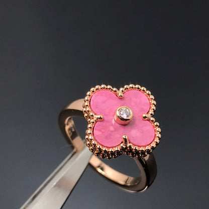 [OrnoraJewelry]CLOVER RHODONITE ROSE GOLD RING