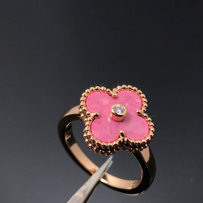 [OrnoraJewelry]CLOVER RHODONITE ROSE GOLD RING