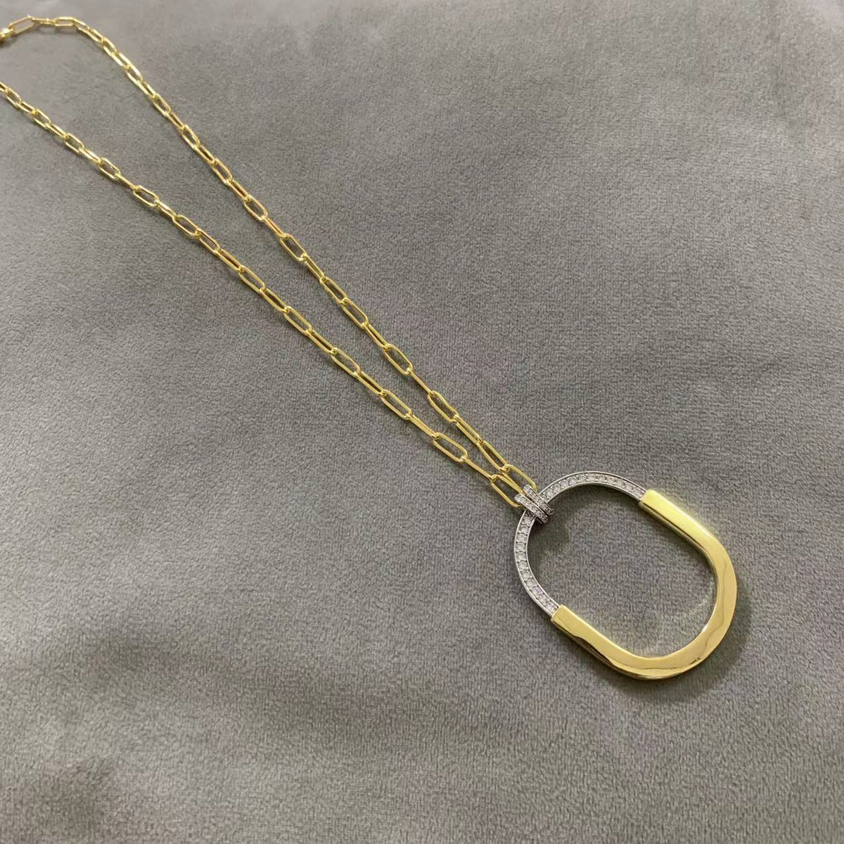 [Ornora Jewelry]LOCK DIAMOND NECKLACE
