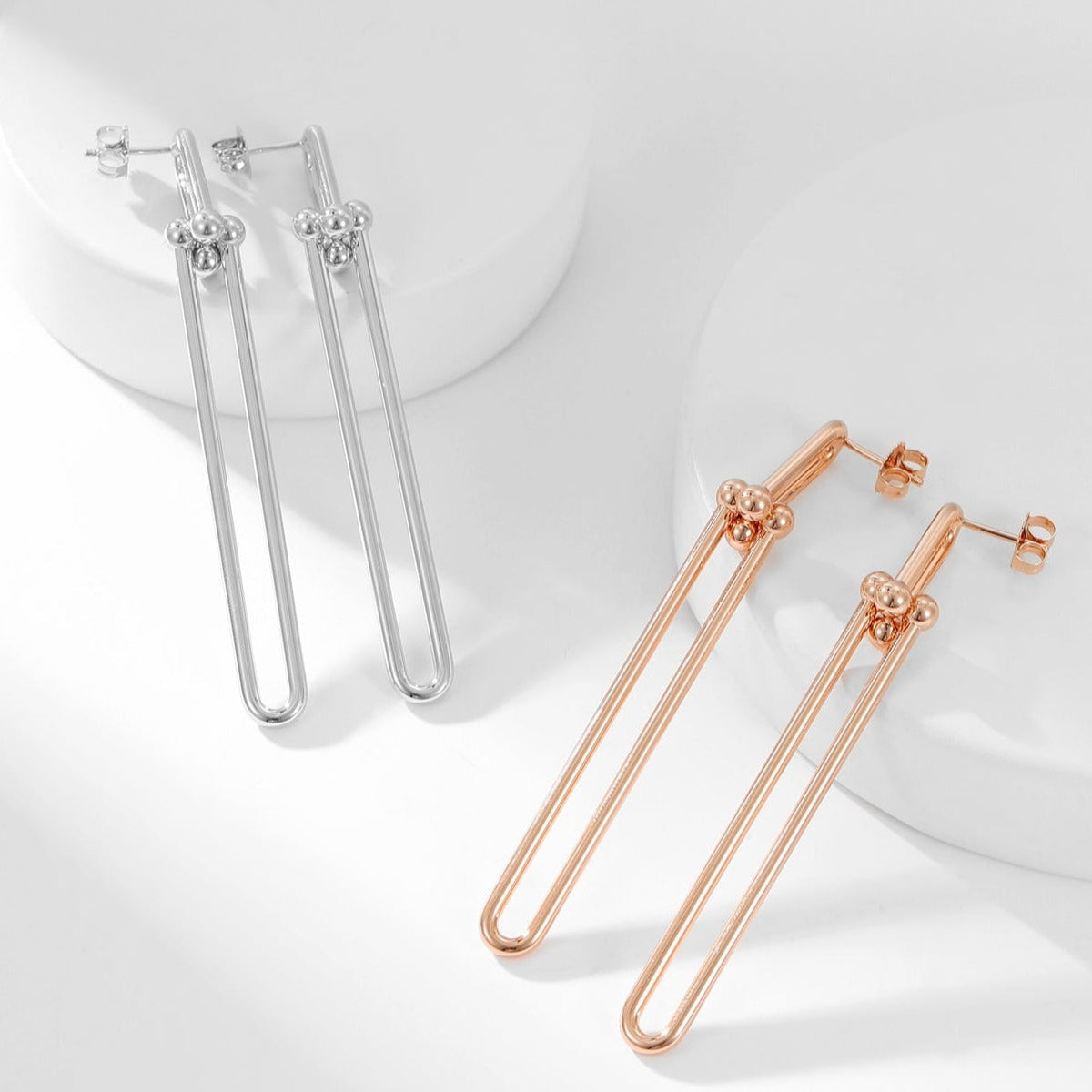 [Ornora Jewelry]HARDWEAR LONG DROP EARRINGS