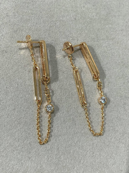 [OrnoraJewelry]CHAINE CHAOS DIAMOND DROP EARRINGS