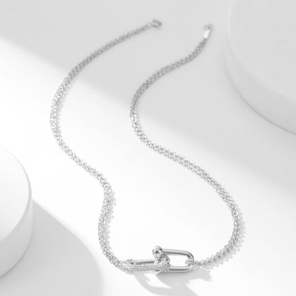 [Ornora Jewelry]HARDWEAR DIAMOND PEDANT DOUBLE CHAIN NECKLACE