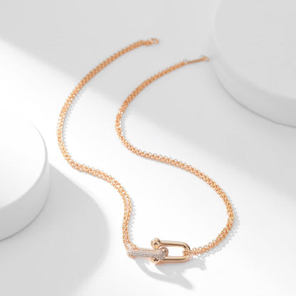 [Ornora Jewelry]HARDWEAR DIAMOND PEDANT DOUBLE CHAIN NECKLACE