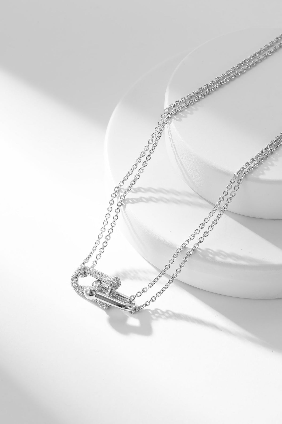 [Ornora Jewelry]HARDWEAR DIAMOND PEDANT DOUBLE CHAIN NECKLACE