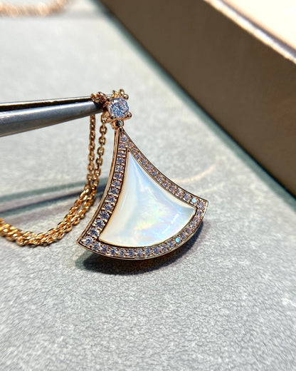 [OrnoraJewelry]DREAM MOP DIAMOND PAVED PINK GOLD NECKLACE