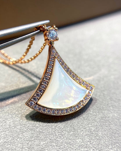 [OrnoraJewelry]DREAM MOP DIAMOND PAVED PINK GOLD NECKLACE
