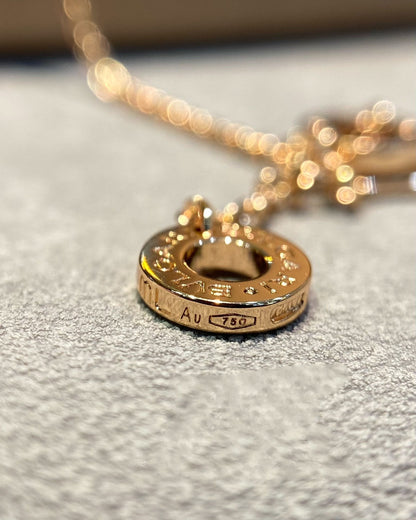 [OrnoraJewelry]DREAM MOP DIAMOND PAVED PINK GOLD NECKLACE