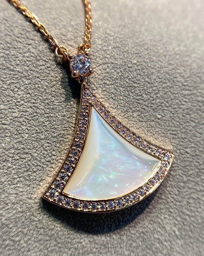 [OrnoraJewelry]DREAM MOP DIAMOND PAVED PINK GOLD NECKLACE