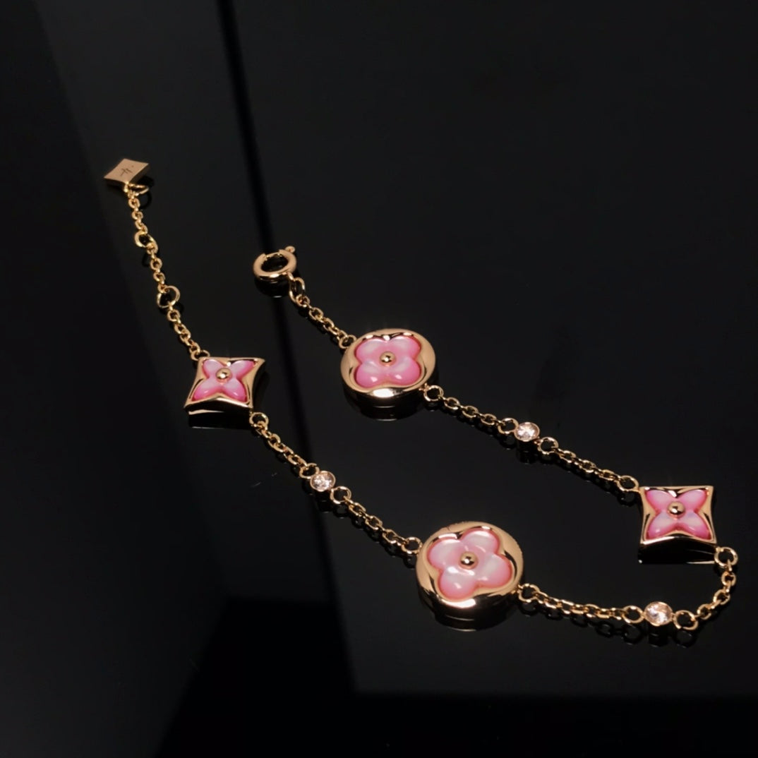 [OrnoraJewelry]OrnoraAND SUN 4 MOTIF PINK MOP PINK GOLD BRACELET