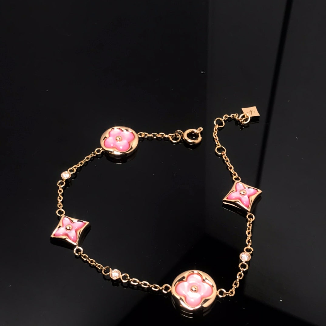[OrnoraJewelry]OrnoraAND SUN 4 MOTIF PINK MOP PINK GOLD BRACELET
