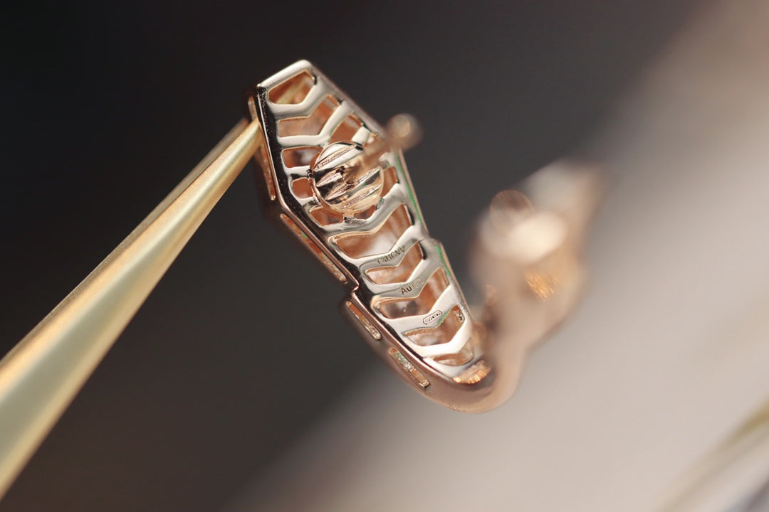 [OrnoraJewelry]SERPENT PINK GOLD DIAMOND EARRINGS