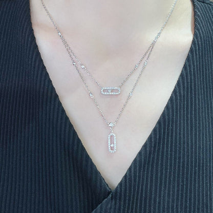 [OrnoraJewelry]MOVE 2 ROW DIAMOND NECKLACE