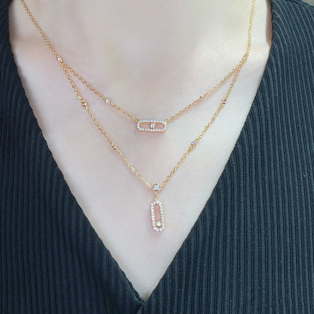 [OrnoraJewelry]MOVE 2 ROW DIAMOND NECKLACE