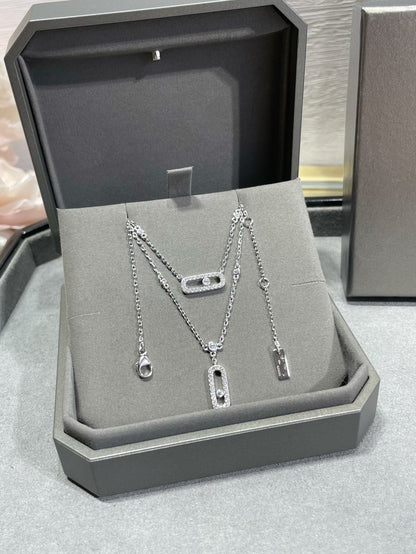 [OrnoraJewelry]MOVE 2 ROW DIAMOND NECKLACE