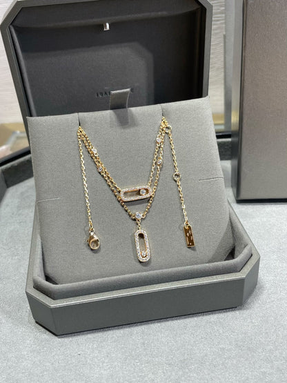 [OrnoraJewelry]MOVE 2 ROW DIAMOND NECKLACE