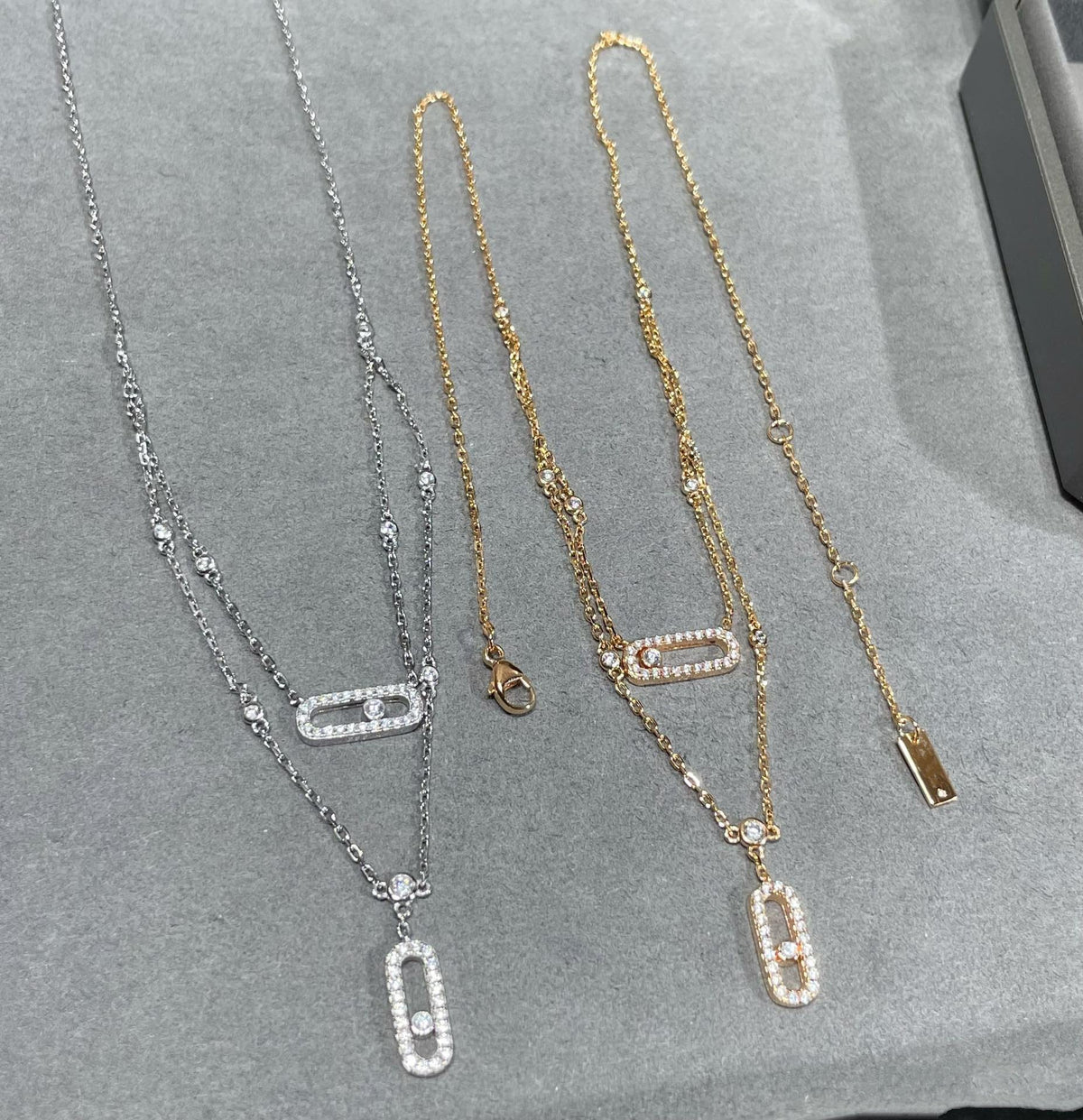 [OrnoraJewelry]MOVE 2 ROW DIAMOND NECKLACE
