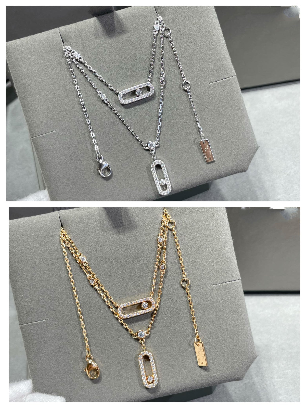 [OrnoraJewelry]MOVE 2 ROW DIAMOND NECKLACE