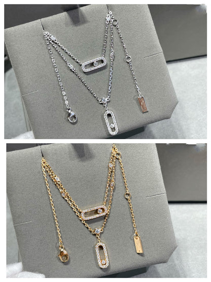 [OrnoraJewelry]MOVE 2 ROW DIAMOND NECKLACE