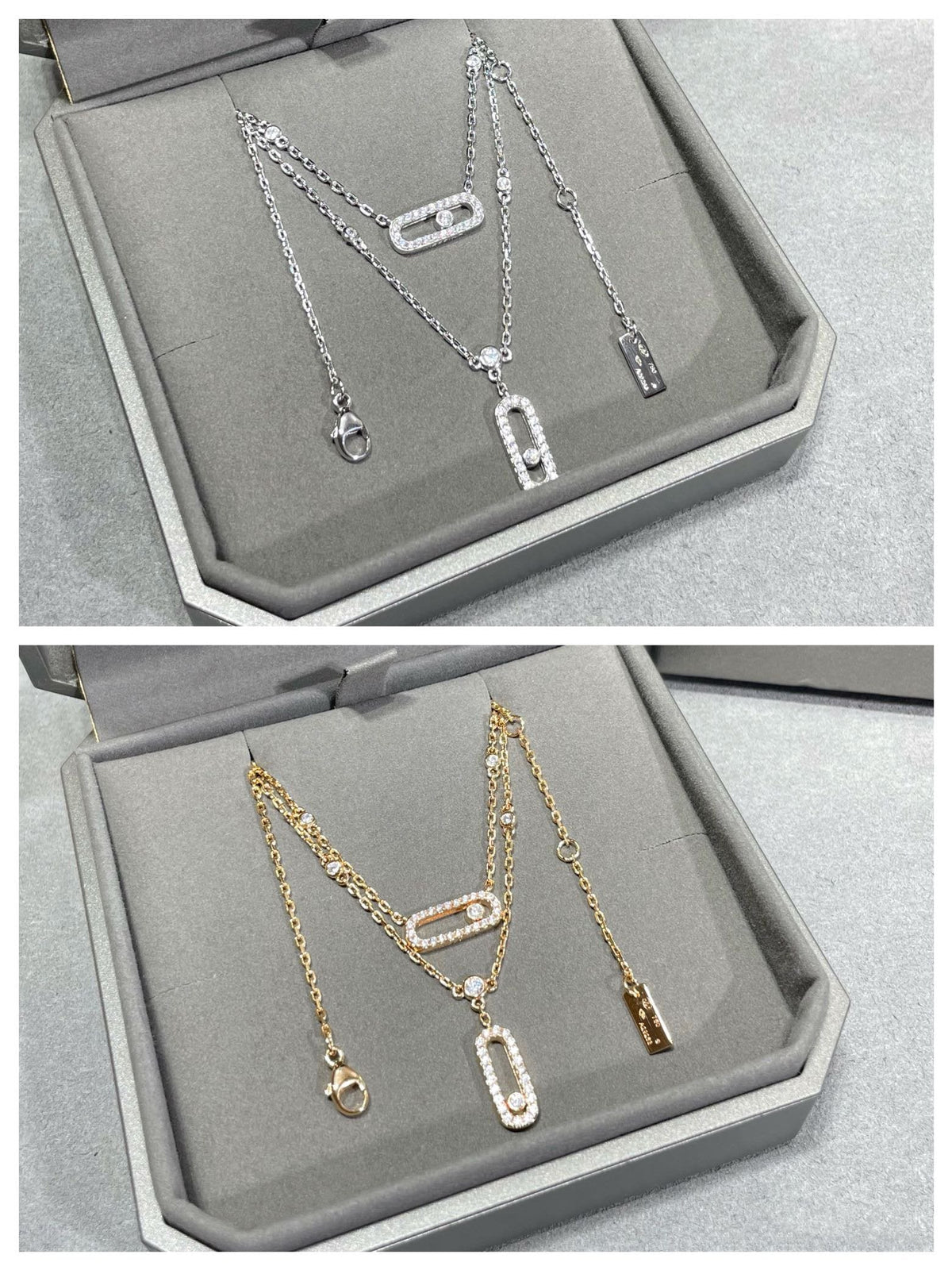 [OrnoraJewelry]MOVE 2 ROW DIAMOND NECKLACE
