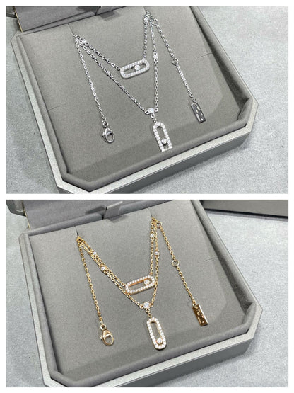 [OrnoraJewelry]MOVE 2 ROW DIAMOND NECKLACE