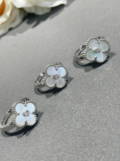 [OrnoraJewelry]CLOVER SILVER MOP DIAMOND RING