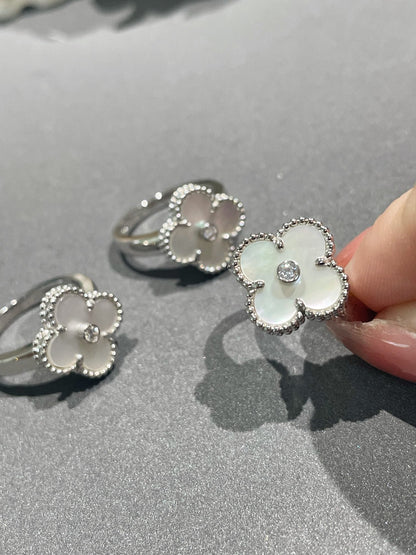 [OrnoraJewelry]CLOVER SILVER MOP DIAMOND RING