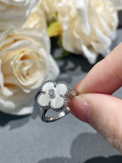 [OrnoraJewelry]CLOVER SILVER MOP DIAMOND RING
