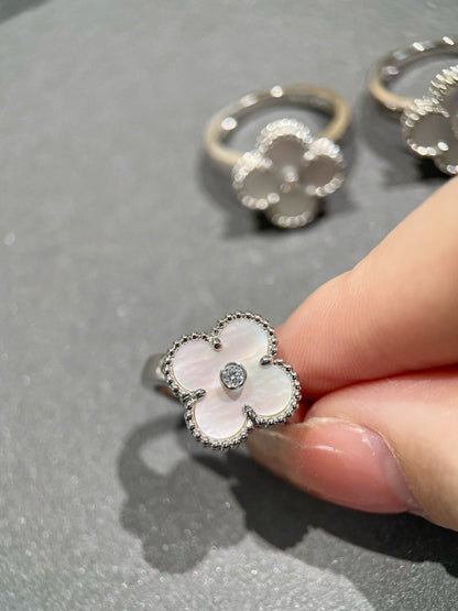 [OrnoraJewelry]CLOVER SILVER MOP DIAMOND RING