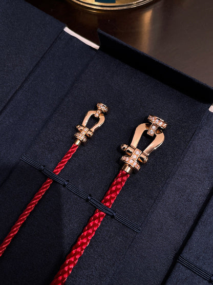 [OrnoraJewelry]FORCE 10 HALF DIAMOND PINK GOLD RED CORDERI LARGE AND MEDIUM MODEL