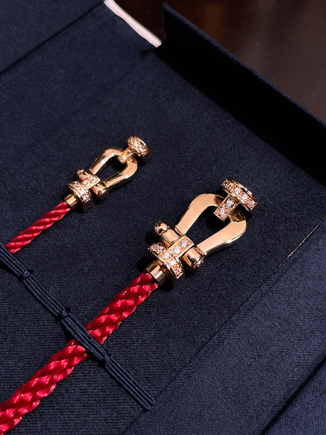 [OrnoraJewelry]FORCE 10 HALF DIAMOND PINK GOLD RED CORDERI LARGE AND MEDIUM MODEL