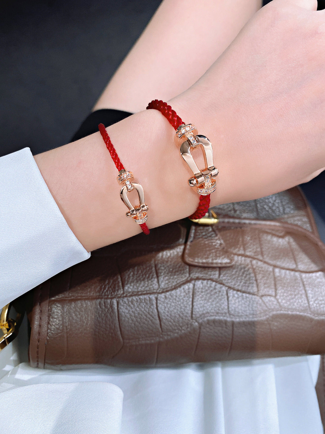[OrnoraJewelry]FORCE 10 HALF DIAMOND PINK GOLD RED CORDERI LARGE AND MEDIUM MODEL
