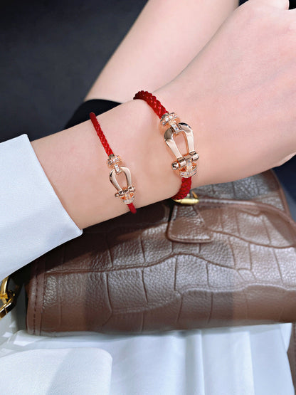 [OrnoraJewelry]FORCE 10 HALF DIAMOND PINK GOLD RED CORDERI LARGE AND MEDIUM MODEL