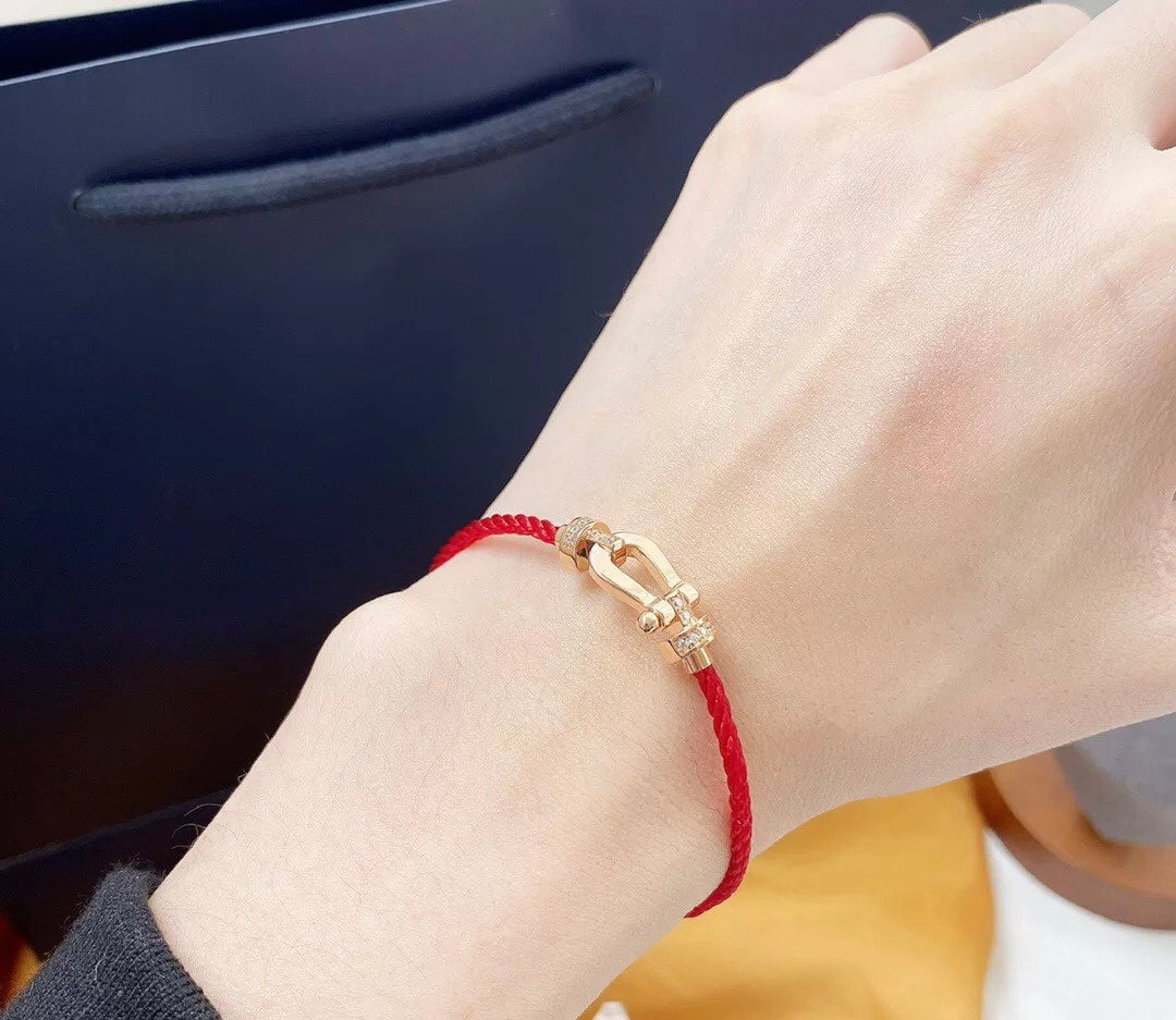 [OrnoraJewelry]FORCE 10 HALF DIAMOND PINK GOLD RED CORDERI LARGE AND MEDIUM MODEL