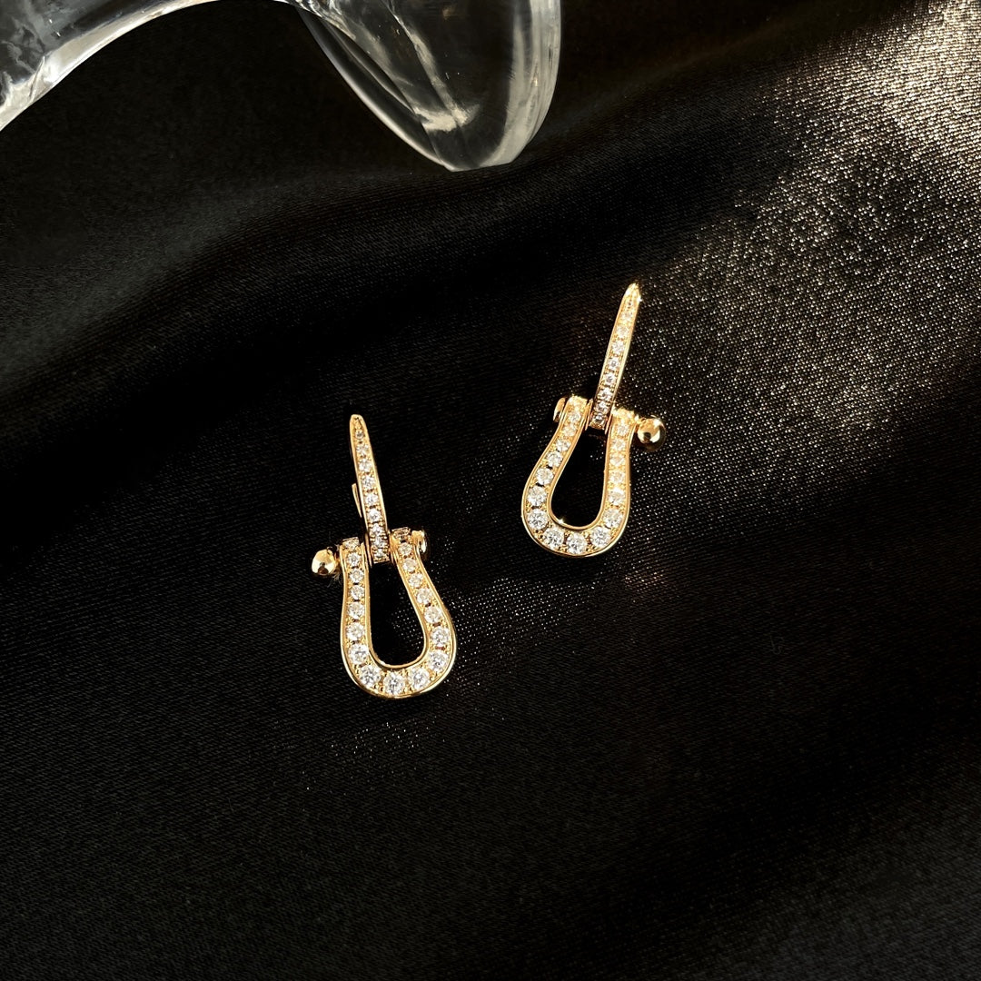 [OrnoraJewelry]FORCE 10 FULL DIAMOND DROP EARRINGS MEDIUM MODEL