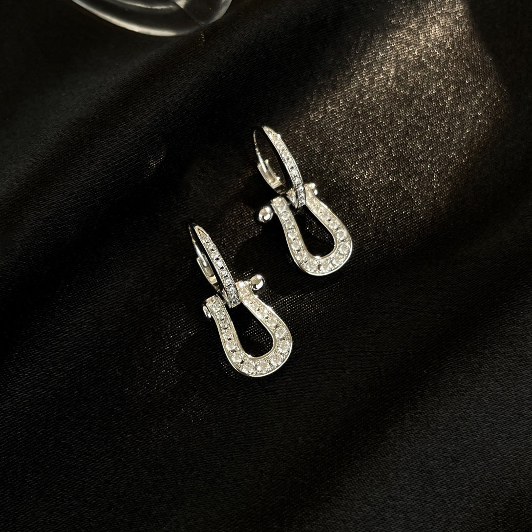 [OrnoraJewelry]FORCE 10 FULL DIAMOND DROP EARRINGS MEDIUM MODEL