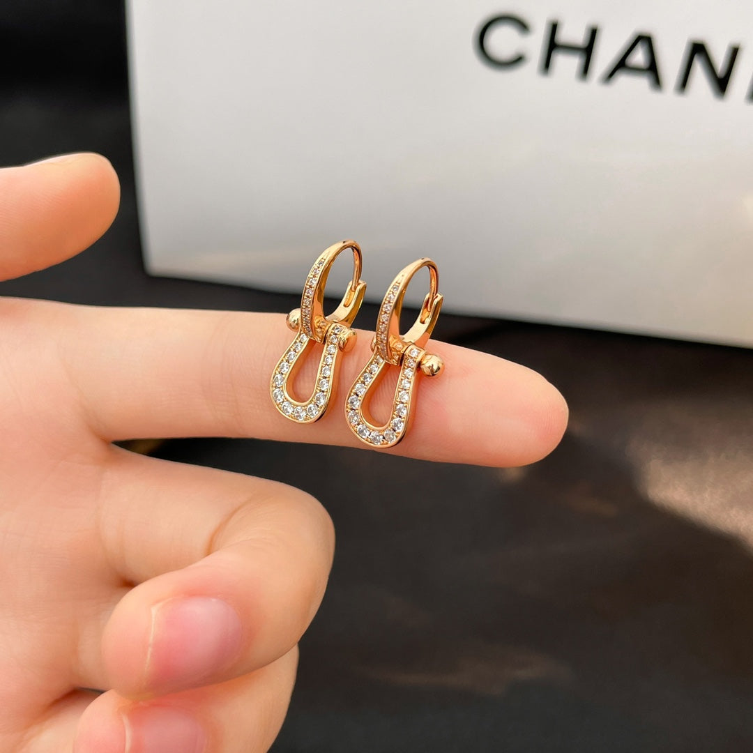 [OrnoraJewelry]FORCE 10 FULL DIAMOND DROP EARRINGS MEDIUM MODEL