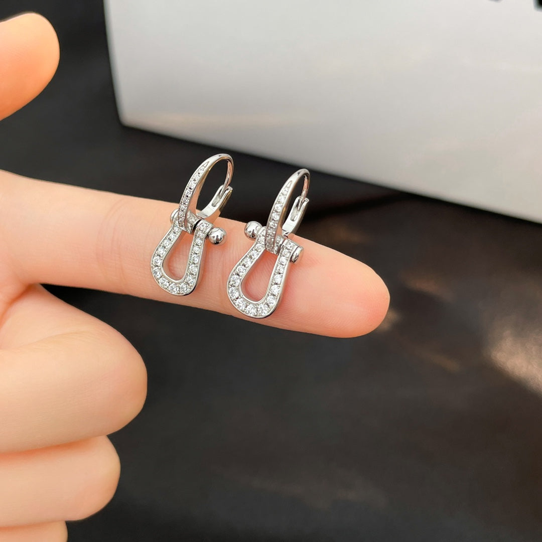 [OrnoraJewelry]FORCE 10 FULL DIAMOND DROP EARRINGS MEDIUM MODEL