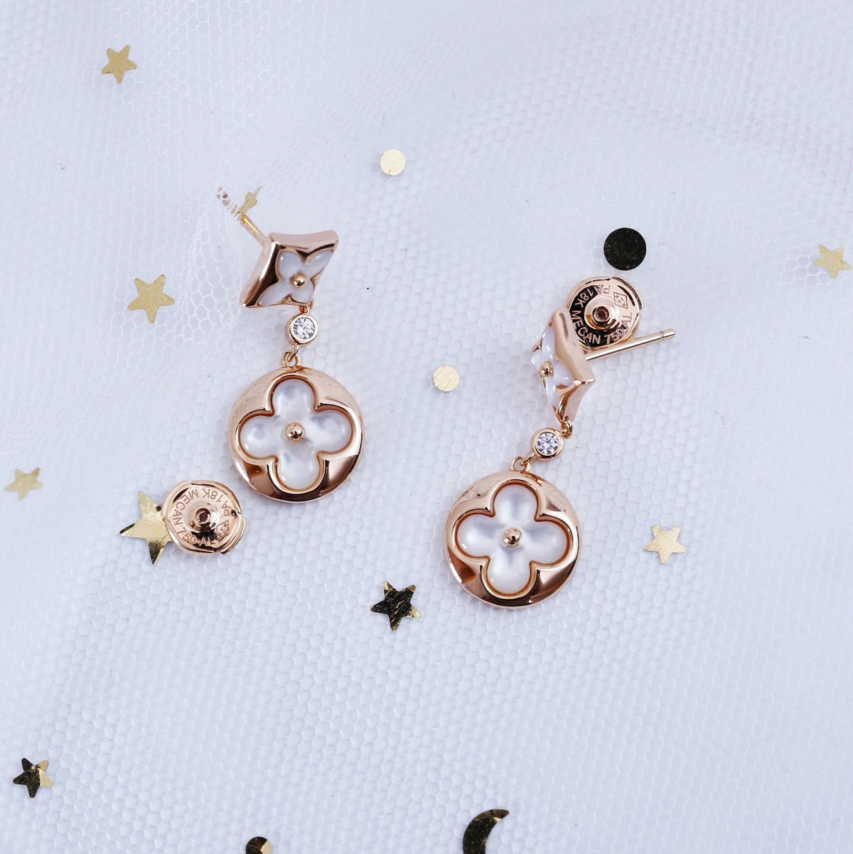[OrnoraJewelry]OrnoraAND SUN PINK GOLD MOP DROP EARRINGS