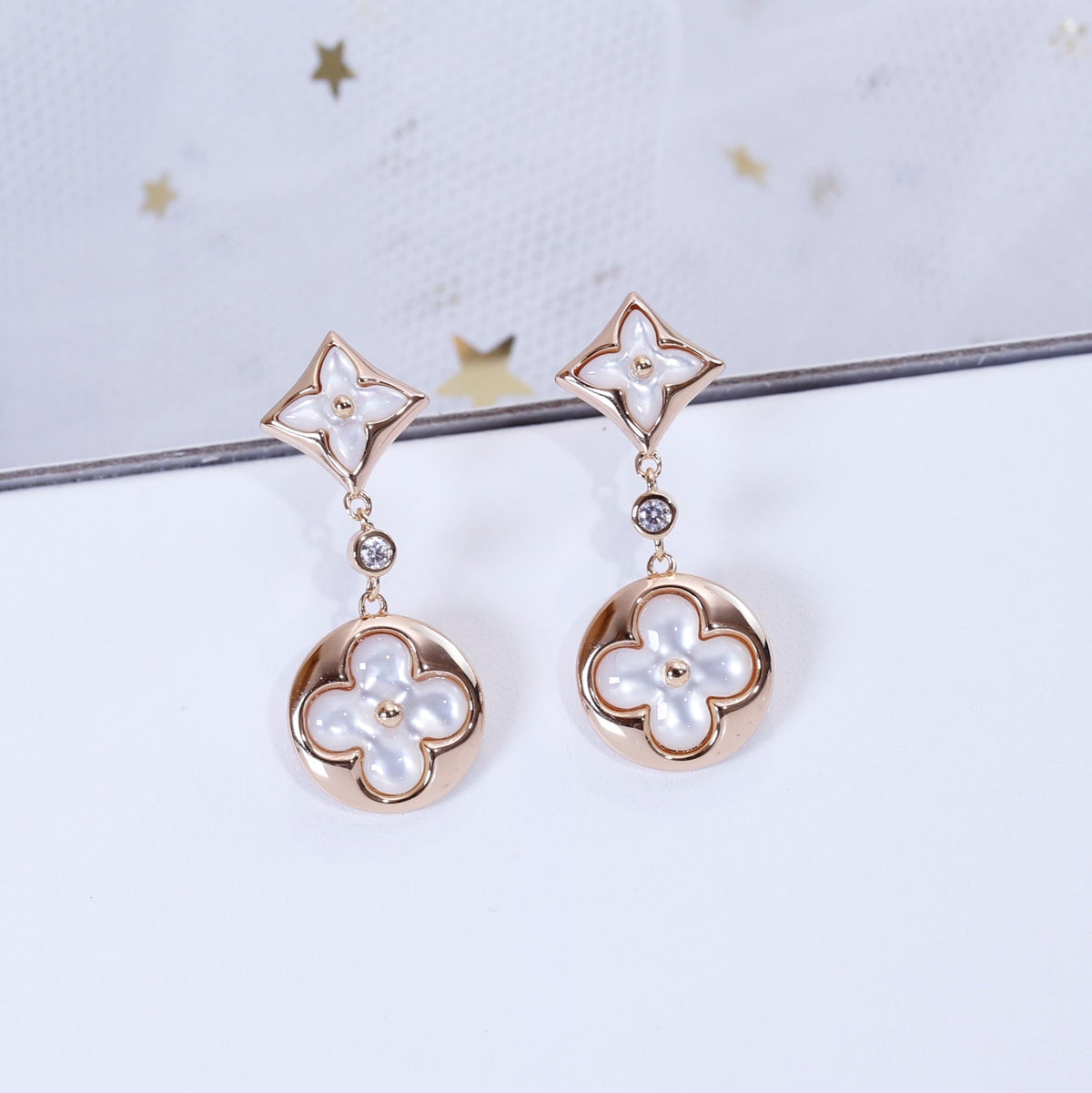 [OrnoraJewelry]OrnoraAND SUN PINK GOLD MOP DROP EARRINGS