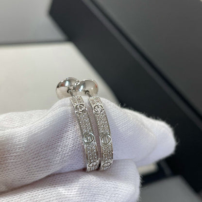 [OrnoraJewelry]LOVE DIAMOND SILVER HOOP EARRINGS
