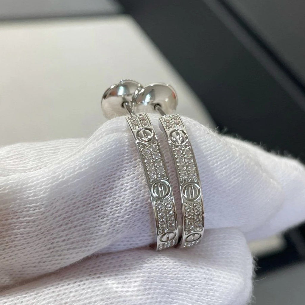 [OrnoraJewelry]LOVE EARRINGS 3.6MM DIAMOND PAVED