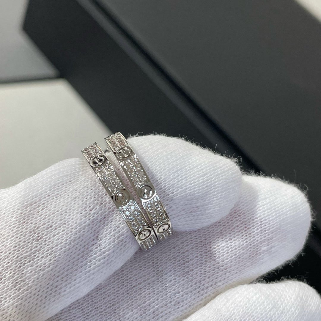 [OrnoraJewelry]LOVE DIAMOND SILVER HOOP EARRINGS