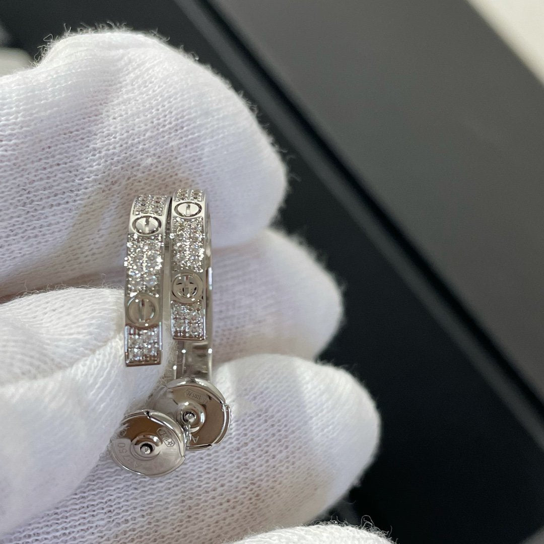 [OrnoraJewelry]LOVE DIAMOND SILVER HOOP EARRINGS