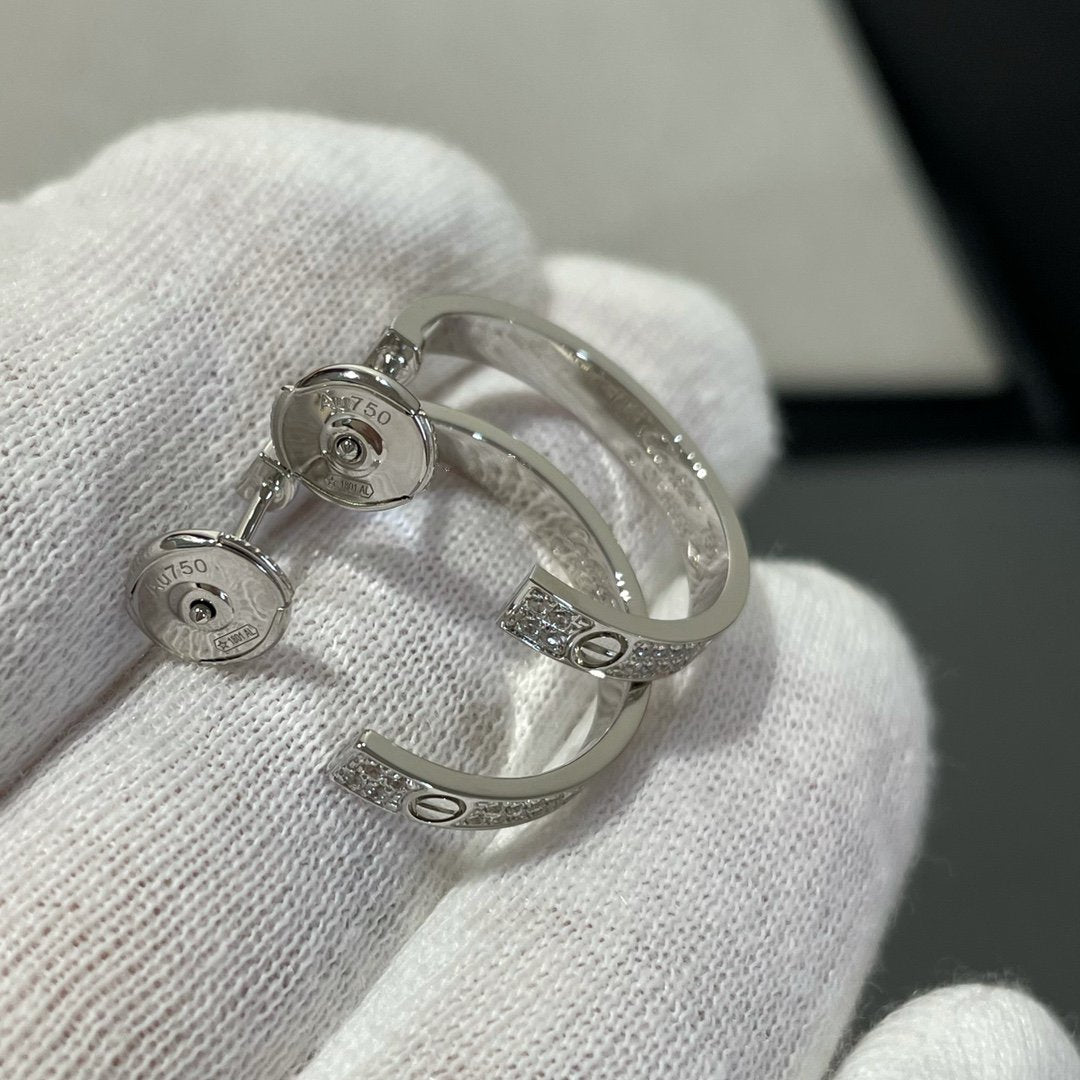 [OrnoraJewelry]LOVE DIAMOND SILVER HOOP EARRINGS
