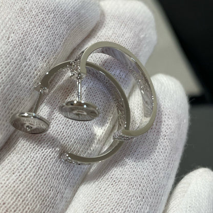 [OrnoraJewelry]LOVE DIAMOND SILVER HOOP EARRINGS