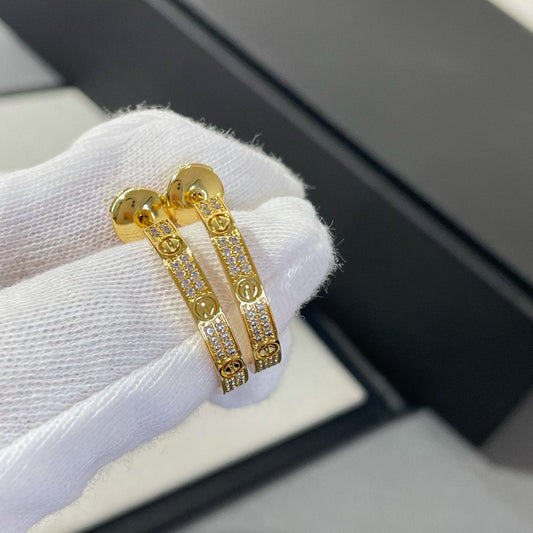 [OrnoraJewelry]LOVE DIAMOND GOLD HOOP EARRINGS