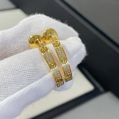 [OrnoraJewelry]LOVE EARRINGS 3.6MM DIAMOND PAVED