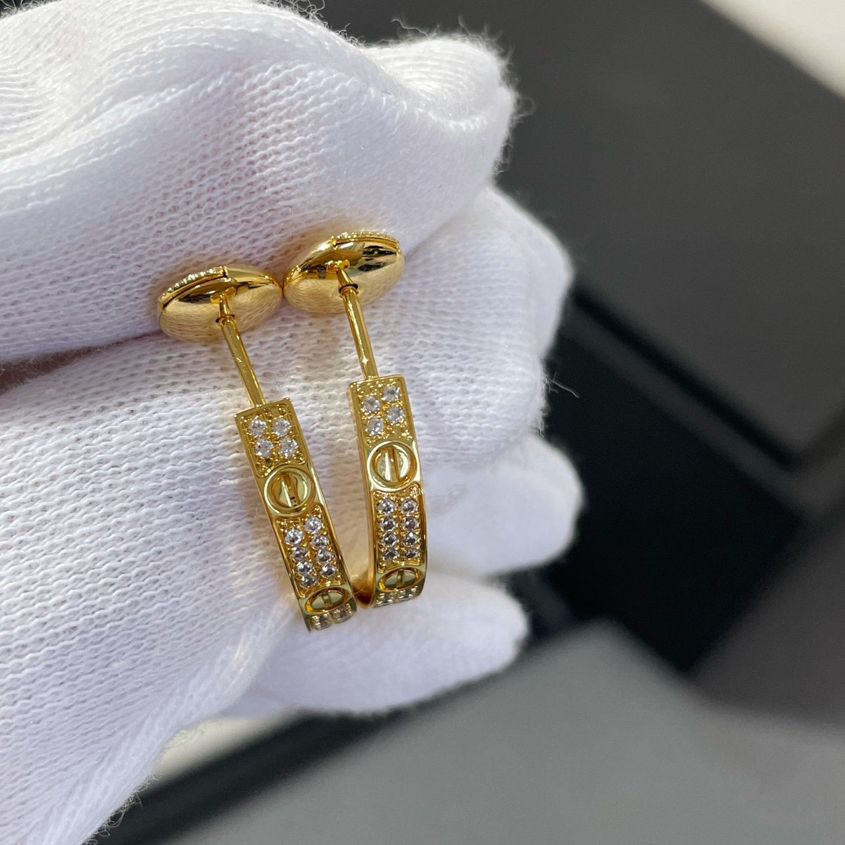 [OrnoraJewelry]LOVE DIAMOND GOLD HOOP EARRINGS