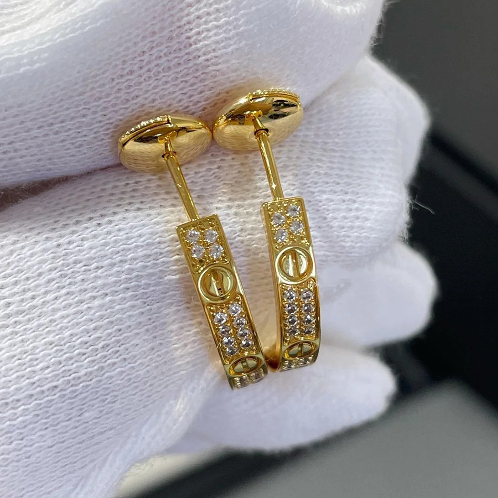 [OrnoraJewelry]LOVE EARRINGS 3.6MM DIAMOND PAVED