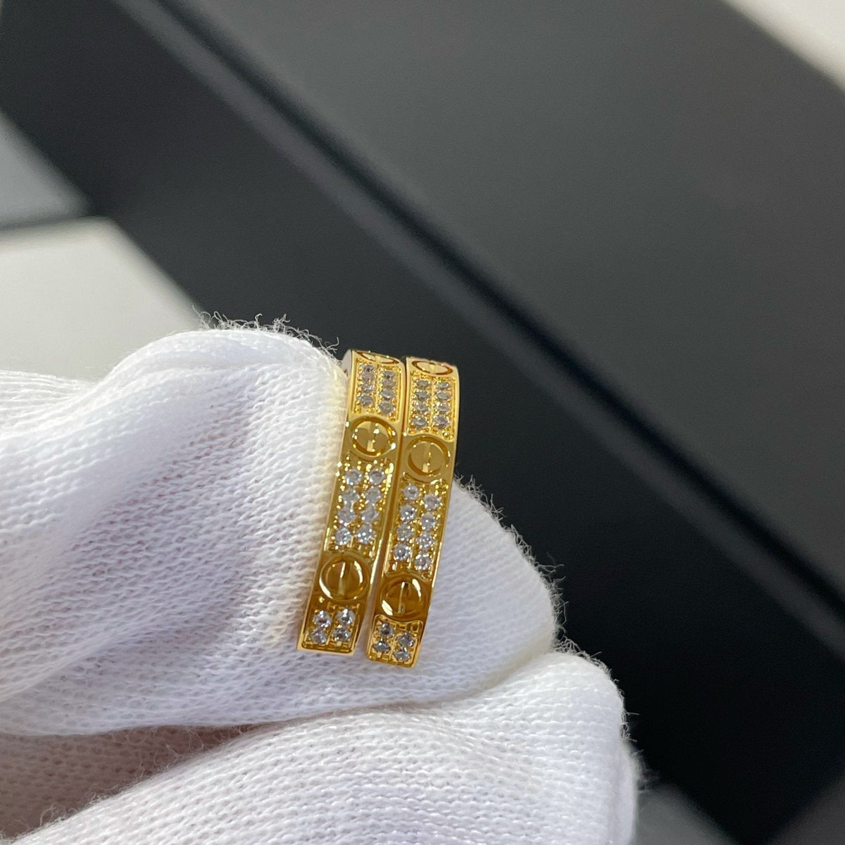 [OrnoraJewelry]LOVE DIAMOND GOLD HOOP EARRINGS